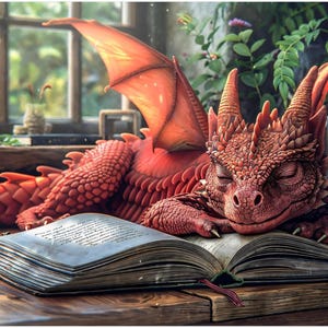 Póster de pared clásico de Scholarly Guardian de Kaleidoscope Artisan – Dragon Books and Timeless Tales