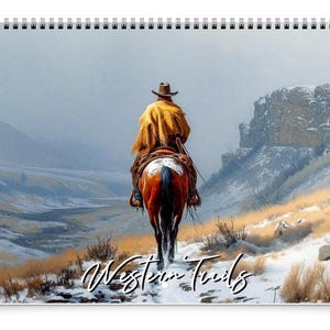 Calendario da parete Western Trails 2026 di Kaleidoscope Artisan – Affascinanti paesaggi da cowboy con festività