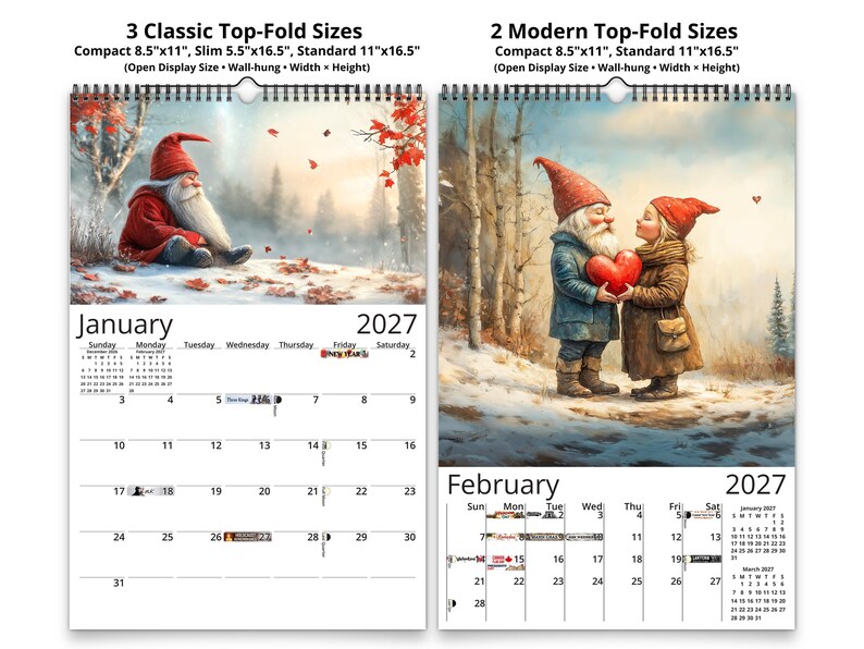 2027 Gnomes Wall Calendar by Kaleidoscope Artisan – Whimsical ...