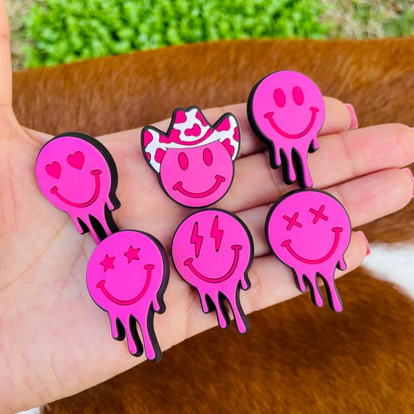 Smiley Charms, Cowboy Smiley charms,  Shoe Charms, Pink Charms, Gifts for her,