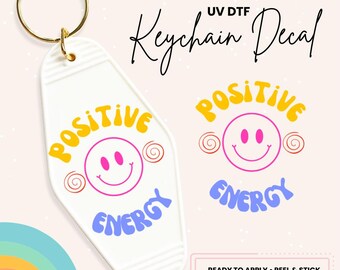 Retro Motel Keychain UV DTF Sticker: Positive Energy Decal