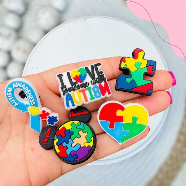 4 Ciondoli Portafortuna Puzzle Per Autismo - Acciaio Smaltato Colorato (Rosso, Blu, Azzurro, Giallo) - Foto 5