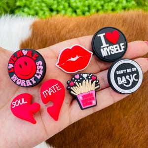 Girly Shoe Charms: Self Love, Fries Before Guys, Lip Charms