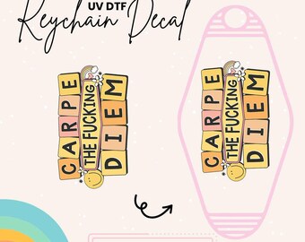 Retro Motel Keychain UV DTF Sticker: Carpe Diem Decal