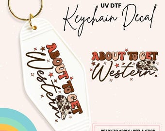 Retro Motel Keychain UV DTF Sticker: Western Decal