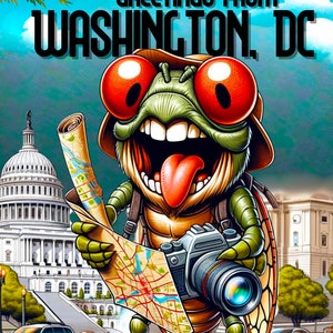 CARTE POSTALE DRLE Washington DC Cicada Tourist 2024 on Capital Hill 5,5 x 4,24 po.