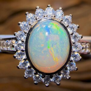 Südaustralischer Crystal Opal Ring aus Sterling Silber