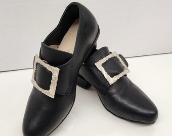 C18th/Georgian Ladies Buckle Shoe - Black