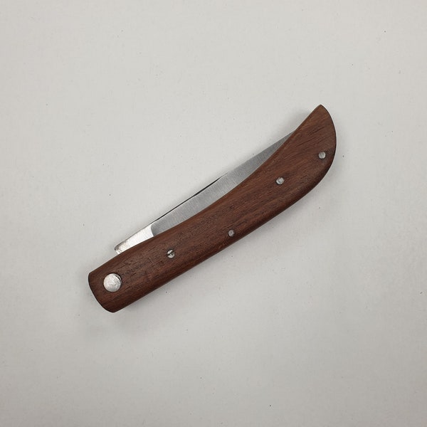 Wooden Handled Folding Knife Curved