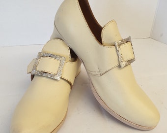 C18th/Georgian Ladies Buckle Shoe - Cream