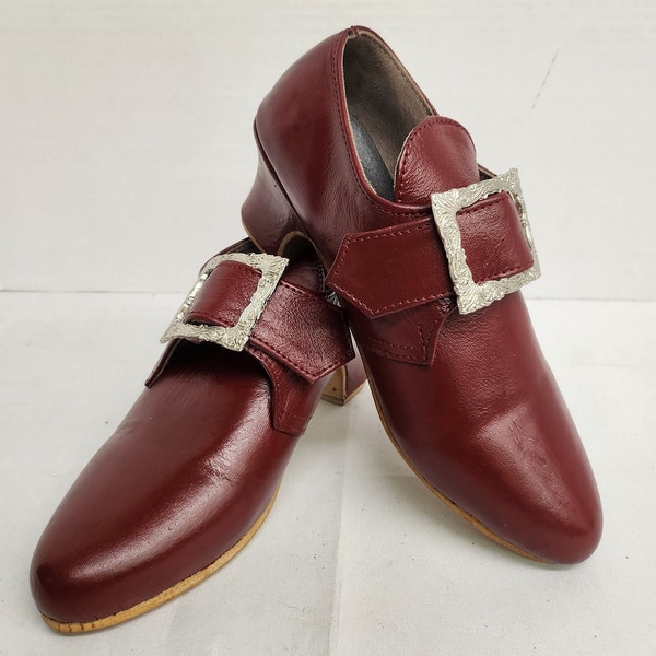 Chaussure à boucle pour dames C18th/Georgian - Oxblood