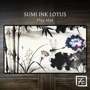 Sumi Ink Lotus | Card Game Play Mat