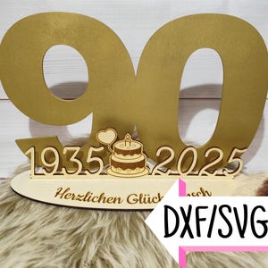 90e anniversaire 2025 voyageur debout, fichier DXF + SVG, pour découpe laser, modèle, téléchargement numérique, idée cadeau, livre d'or, personnalisé