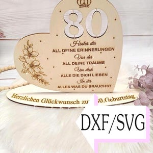 Laser file for 80th birthday 2026, DXF + SVG file, for laser cutting, template, digital download, gift idea, guest book, customizable