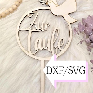 Laser file for baptism cake topper, SVG/DXF, baptism cake topper, laser file, download, digital cake topper, laser cut, digital file, cake decoration