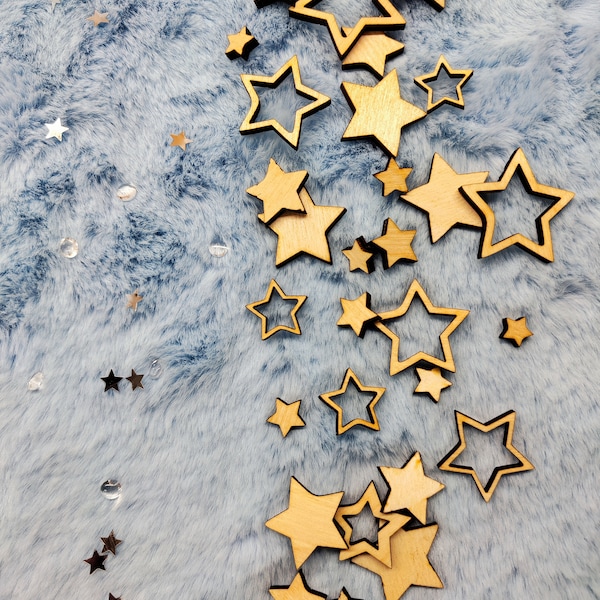 Streudeko Sterne ab 50 Stück Holz, Tischdeko, Basteln, Geburtstag, Weihnachten