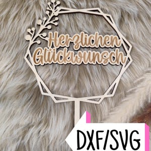 Laser Cut, Caketopper Birthday, SVG/DXF, Laser File, Download, Congratulations, Cake Decoration, Cake Topper, Cake Decoration