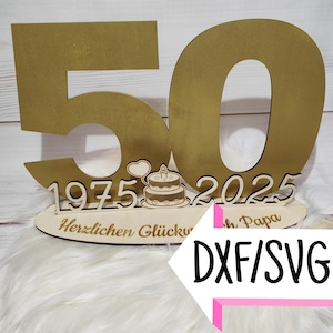 50. urodziny 2025 standee, plik DXF + SVG, do cięcia laserowego, szablon, do pobrania cyfrowego, pomysł na prezent, księga gości, spersonalizowana