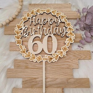 Laser file cake topper birthday, SVG/DXF, 60th birthday, laser file, download, digital cake topper, laser cut, digital file image 2