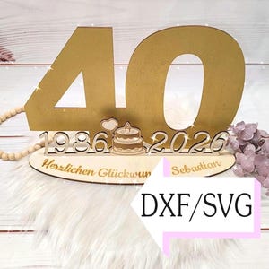Laserdatei 40. Geburtstag 2026, DXF + SVG Datei, für Laser Cut , Vorlage, digitaler Download, Geschenkidee, Gästebuch, Personalisiert, 4 mm
