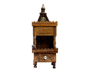 Teak Wood Hand carved Small Mandir Style# 9025