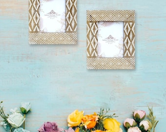 Elegant Mango Wood Hand Carved Photo Frame Style#8053