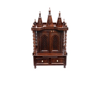 Teak Wood Hand carved Mandir Folding Style#9040