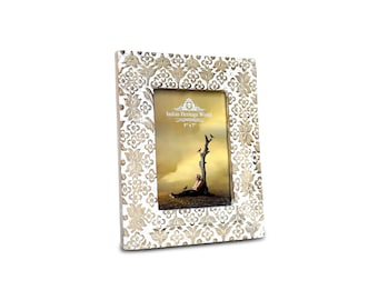 Elegant Mango Wood Hand Carved Photo Frame Style#8059