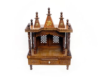 Teak Wood Hand Carved Mandir Folding Style# 9042