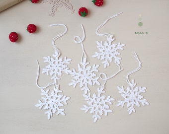 Gehaakte sneeuwvlokornamenten: wit kerstdecor, set van 6 inch