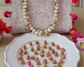 50 pcs Pink Rose bud , rose bead Clay Flower , Rose bud for Jewelry making, Lei making , Jewelry Supplies, Craft supplies ,artificial flower