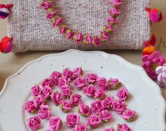 25 Stück rosa Rose Knospe (02), Rose Perle Ton Blume, Rose Knospe für die Schmuckherstellung, Schmuckzubehör, Bastelbedarf, künstlich