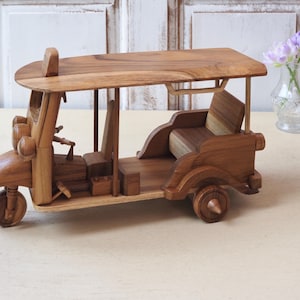 Teakwood Thai Tuk Tuk | Upcycled Elegance for Sustainable Decor |Rustic Wooden Home Accessory | Artisan Craft vintage decor ( Size XL )