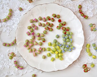 50 pcs Mini Rose bud , rose bead Clay Flower , Rose bud for Jewelry making, Earrings making , Rings making, Jewelry Supplies, Craft supplies