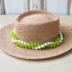 Pakalana & white Crown flower Lei for hat ,Clay flower Lei, Hawaiian  Lei , pakalana and Crown flower car lei, Hula Accessories ,Bag Charm