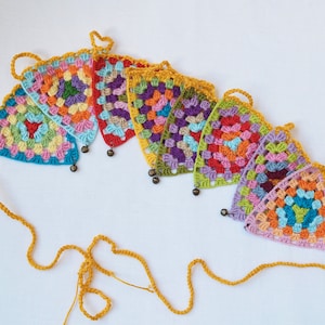 Boho kleurrijke slinger, regenboog gehaakte slingerdecor, zomerslinger, slinger voor kinderkamer, housewarmingcadeaus