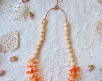 Lei pour voiture, fleur d'argile, jasmin orange : accessoire aloha hawaïen