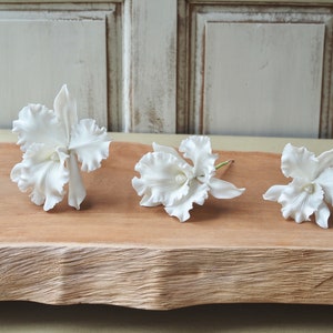 Set of 3 Orchid Clay flower hair pin ,hawaiian flower,beach wedding,tropical accessories,hula accessories,party favors, wedding accessories