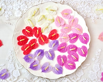 Mixed Color Mini Anthurium Clay Flowers: DIY Jewelry Making Supplies ( 50 pcs )