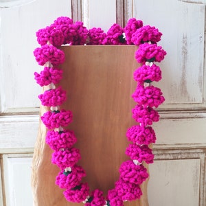 Rosa gehäkelte Ringelblume & Blumenkranz Lei, Hawaiianische Lei, Sommer Halskette, Aloha Lei, Hula Schmuck, Partygeschenke, Abschluss Lei