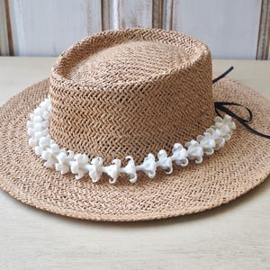 White Puakenikeni Lei for hat ,Clay flower Lei, Hawaiian  Lei , Puakenikeni car lei , party favors,Bag Charm , hula accessories