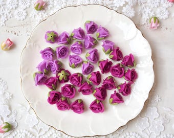 50 Purple Clay Rose Beads: Handmade Jewelry Making Supplies,lei making,Rose with a hole,lokelani,Hawaiian flowers