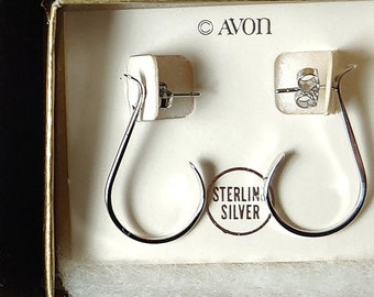 Orecchini in argento sterling Avon 1978 Modern Scroll