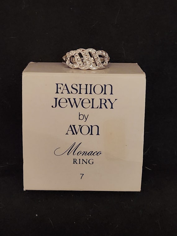 Avon 1980 Monaco Silver Tone Ring Size 7
