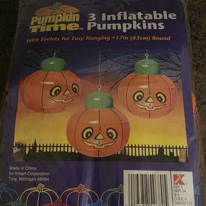 vintage K-Mart Pumpkin Time 3 lanternes gonflables suspendues Jack O