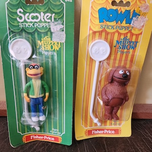 Set of 2 Vintage 1979 Fisher Price Muppet Show Players Stick Puppets