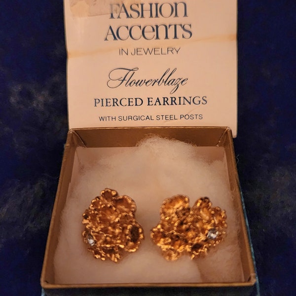 Avon 1976 Flowerblaze Goldtone Earrings