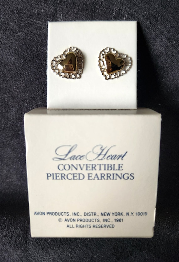 Avon 1981 Lace Heart Earrings