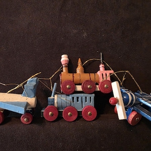 Set of 4 Vintage Wooden Christmas Ornaments