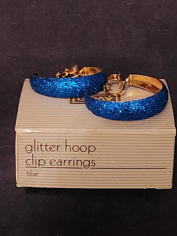 Avon Vintage Glitter Hoop Clip Earrings
